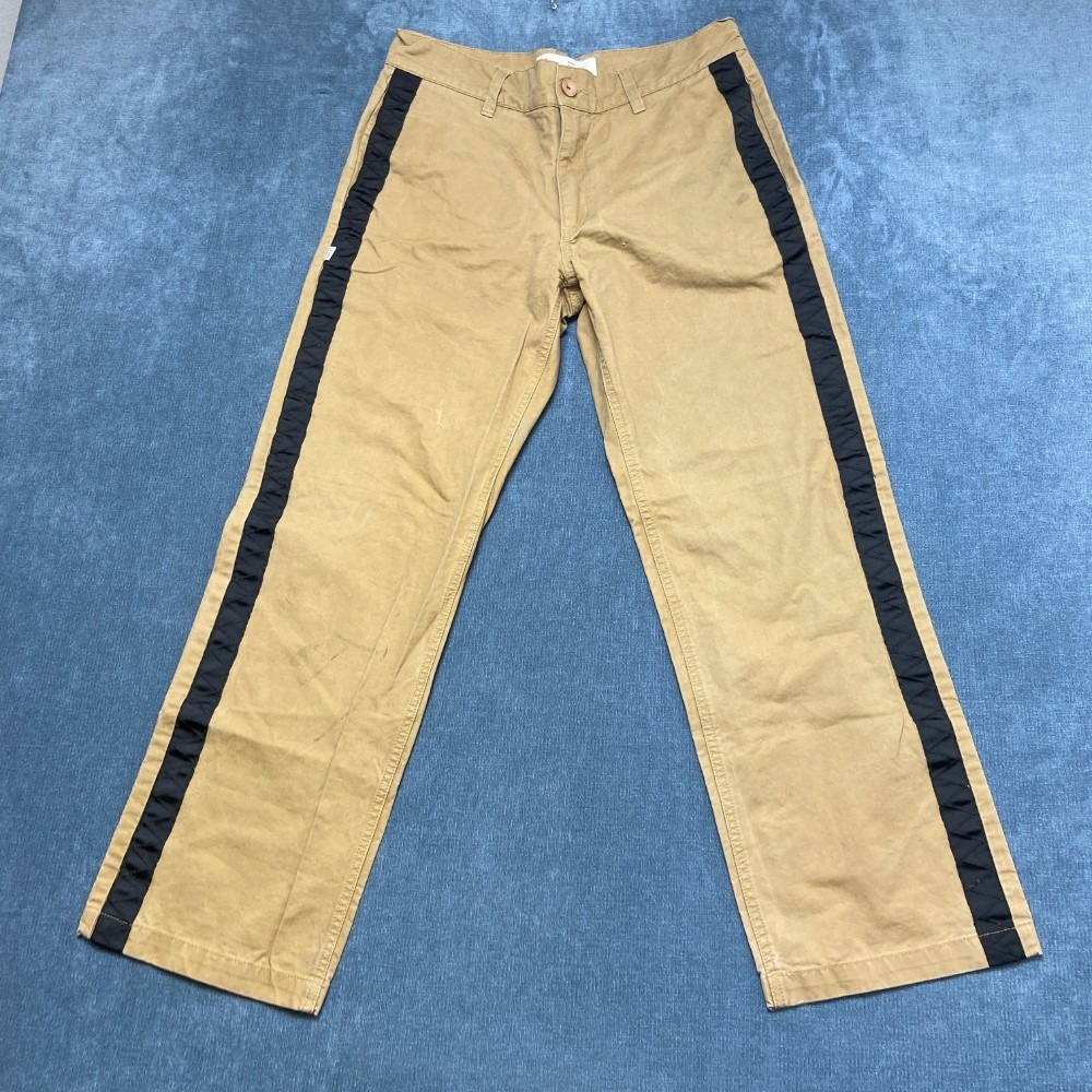Fairplay All Is Fair Pants Mens 32 Beige Straight Leg Regular Fit Black Stripe